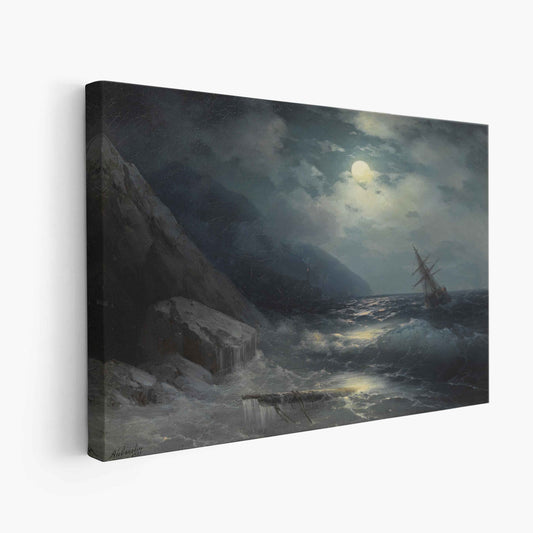 Aivazovsky – Moonlit landscape with a ship, 1881 - The Manify