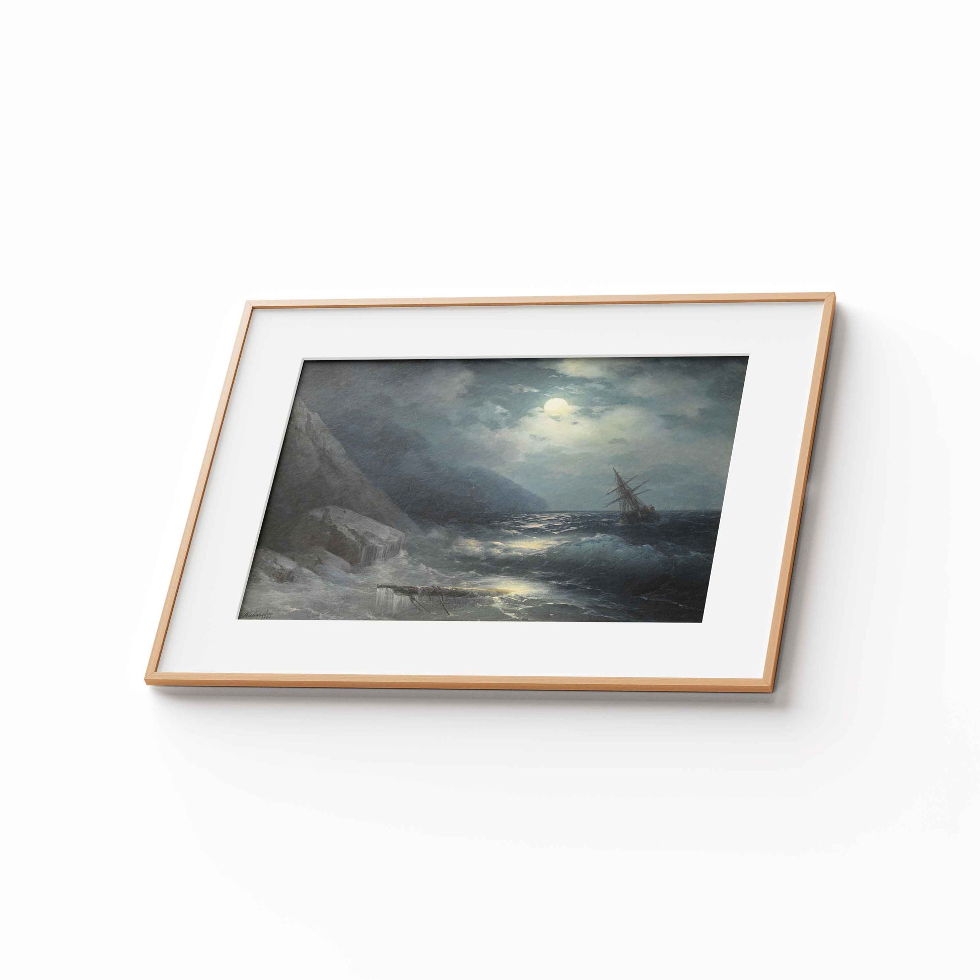 Aivazovsky – Moonlit landscape with a ship, 1881 - The Manify
